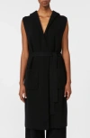 Mm By Max Mara Badesse Sleeveless Wool Longline Hooded Wrap Sweater In Black