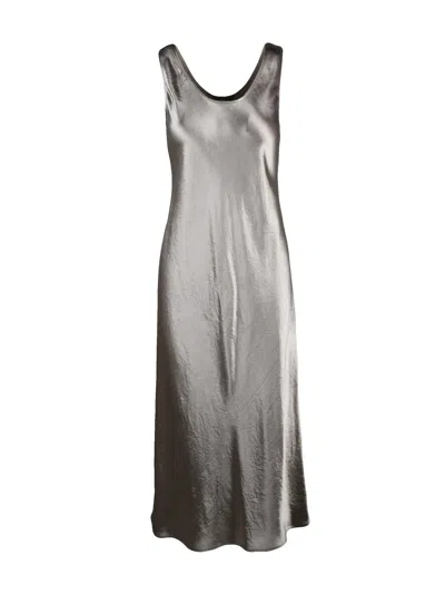 Mm By Max Mara Beige Talete Acetate Satin Dress In Green