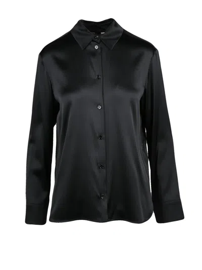 Mm By Max Mara Black Stretch Silk Emiro Satin Shirt