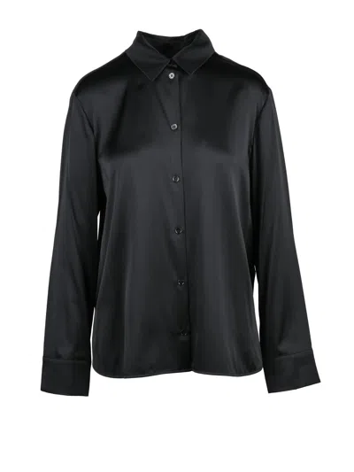 Mm By Max Mara Black Stretch Silk Satin Shirt