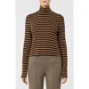 Mm By Max Mara Blasy Stripe Mock Neck Shirt In Brown