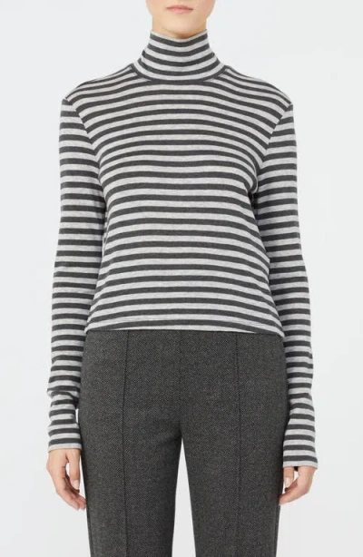 Mm By Max Mara Blasy Stripe Mock Neck Top In Black