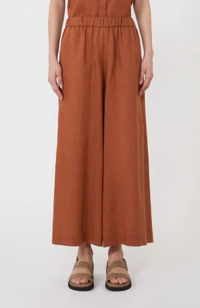 Mm By Max Mara Canneti Linen Pull-on Wide Leg Pants In Multi