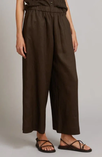 Mm By Max Mara Canneti Wide Leg Linen Pants In Brown