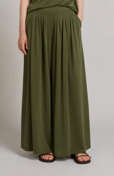 Mm By Max Mara Cicala Pleated Wide Leg Jersey Pants In Green