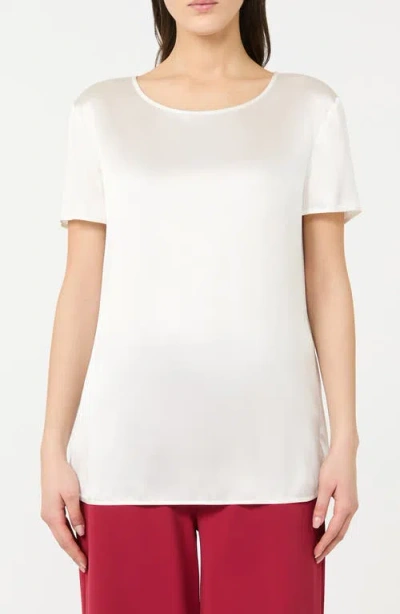 Mm By Max Mara Cortana Stretch Silk Top In White