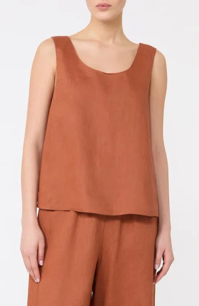 Mm By Max Mara Dorico Linen Canvas Top In Brown