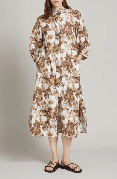 Mm By Max Mara Falda Abstract Print Cotton Midi Shirtdress In Multi