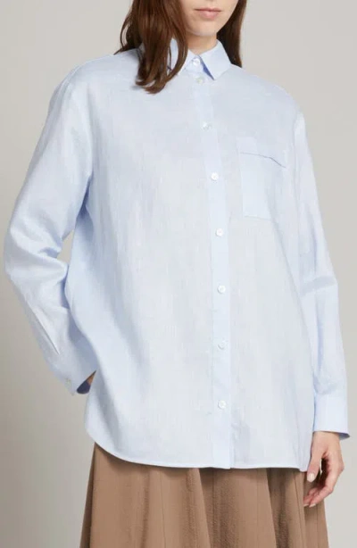 Mm By Max Mara Filo Woven Linen Shirt In Blue