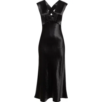 Mm By Max Mara Glizia Sleeveless Empire Waist Satin Dress In Black