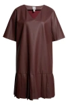 Mm By Max Mara Hidesia Faux Leather Dress In Burgundy