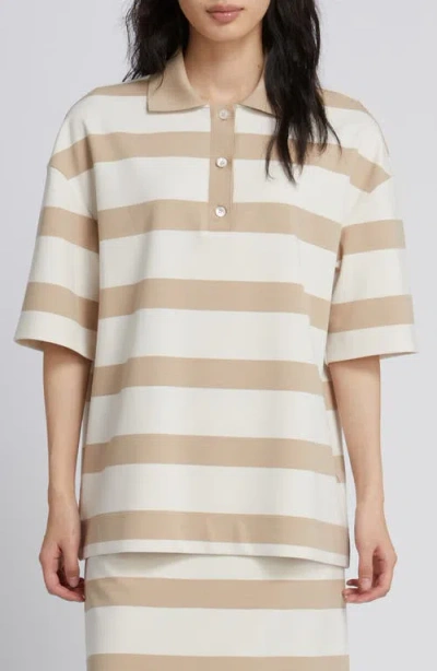 Mm By Max Mara Labetaia Stripe Polo Top In Brown