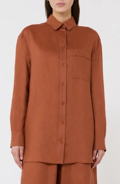 Mm By Max Mara Linen Shirt In Brown