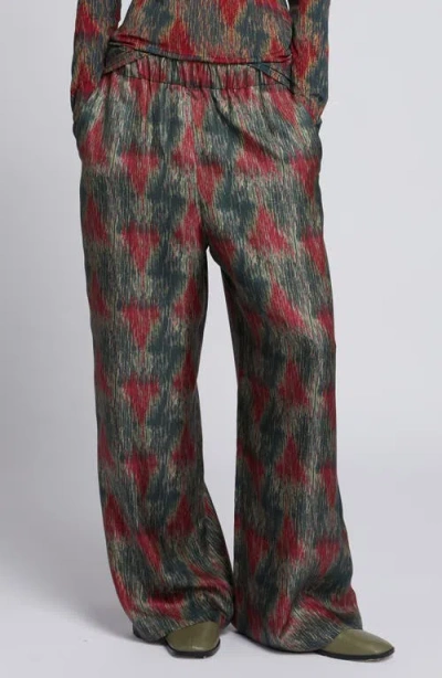 Mm By Max Mara Lipiovra Abstract Print Silk Pants In Multi
