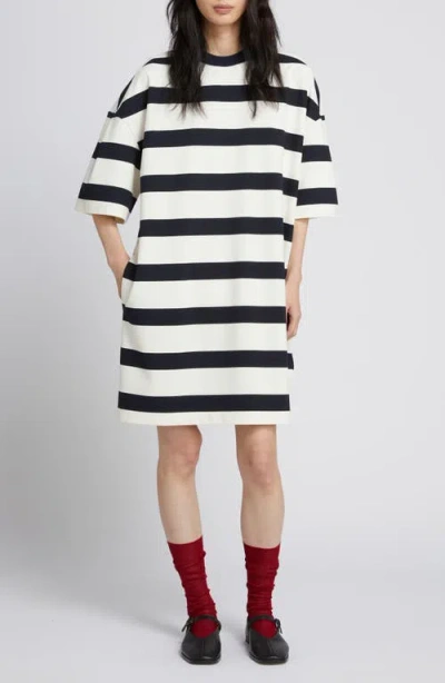 Mm By Max Mara Mela Stripe T-shirt Dress In Burgundy