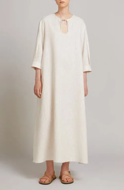Mm By Max Mara Memo Stripe Linen & Cotton Canvas A-line Dress In White