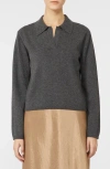 Mm By Max Mara Moxa Virgin Wool & Cashmere Polo Sweater In Gray