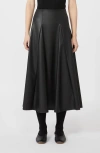 Mm By Max Mara Nocera Faux Leather Godet Midi Skirt In Black