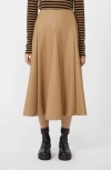 Mm By Max Mara Nocera Faux Leather Godet Midi Skirt In Brown