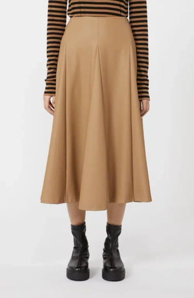 Mm By Max Mara Nocera Faux Leather Godet Midi Skirt In Brown