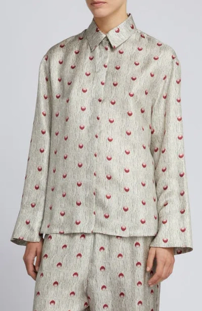 Mm By Max Mara Ospite Dot Print Button-up Shirt In Gray