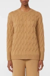 Mm By Max Mara Quid Cable Stitch Virgin Wool Sweater In Brown