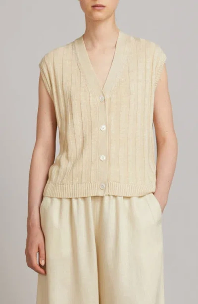 Mm By Max Mara Ranghi Rib Linen Vest In Neutral