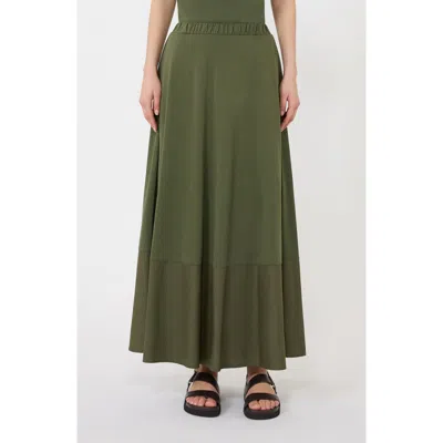 Mm By Max Mara Ribes Mixed Media Maxi Dress In Green