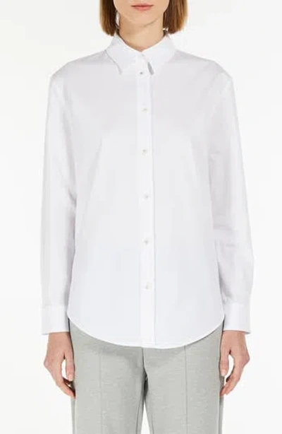 Mm By Max Mara Ricard Woven Cotton Shirt In White