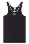 Mm By Max Mara Sax Embroidered Logo Cotton Blend Tank In Navy