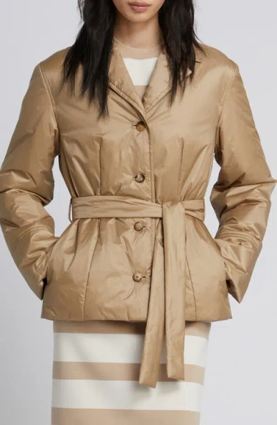 Mm By Max Mara Sequoia Insulated Belted Jacket In Brown