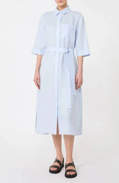 Mm By Max Mara Tabella Belted Linen Shirtdress In Blue