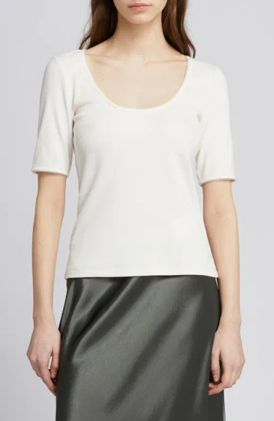 Mm By Max Mara Taglio Scoop Neck Top In White