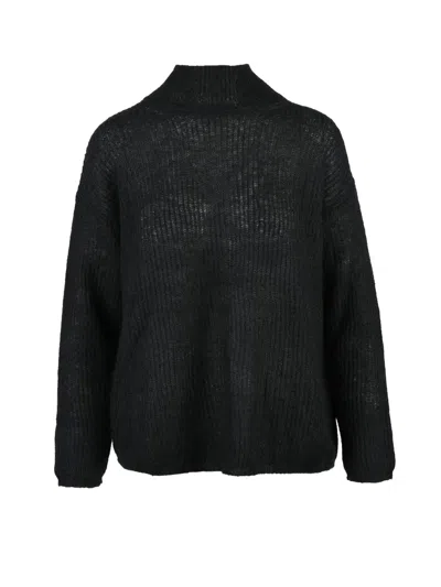 Mm By Max Mara Textured High-neck Sweater With Voluminous Design In Black