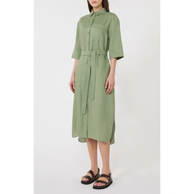 Mm By Max Mara Tie Belt Linen Shirtdress In Transparent