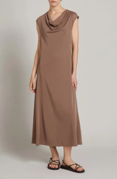 Mm By Max Mara Vetusta Cowl Neck Sleeveless Dress In Brown