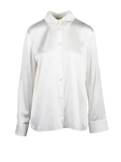 Mm By Max Mara White Stretch Silk Satin Shirt