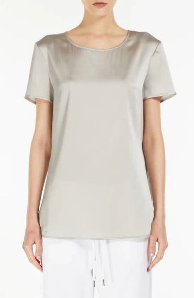 Mm Cortona Stretch Silk Top In Pearl Grey