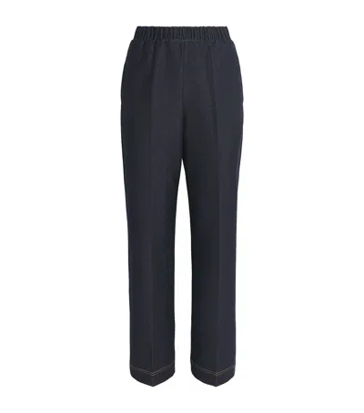 Mm Cotton-blend Straight Trousers In Blue