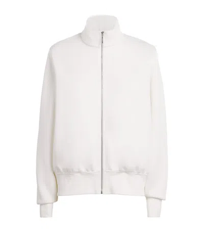 Mm Cotton-silk-blend Zip-up Sweatshirt In White