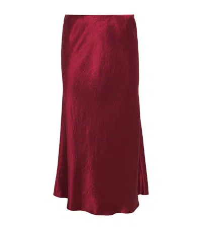 Mm Crinkled Satin Midi Skirt In Red