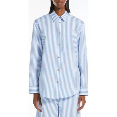 Mm Dardano Stripe Cotton Button-up Shirt In Light Blue