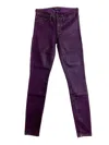 Mm Denim Women's Mid Rise Slim Coated Skinny Jeans In Purple In Purple