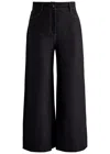Mm Fausto Chambray Flared-leg Trousers In Navy