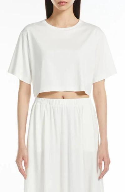 Mm Khat Crop Jersey Top In White