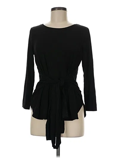 Pre-owned Mm. Lafleur 3/4 Sleeve Top Black Keyhole Neckline Tops