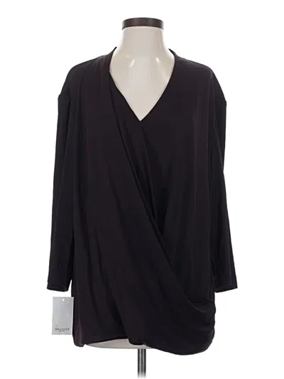 Mm. Lafleur 3/4 Sleeve Top Black Plunge Neckline Tops