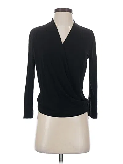 Pre-owned Mm. Lafleur 3/4 Sleeve Top Black Plunge Neckline Tops