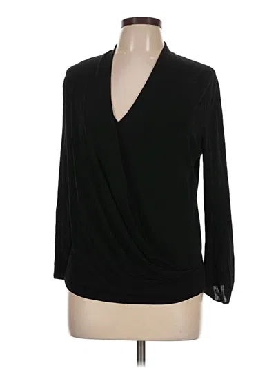 Pre-owned Mm. Lafleur 3/4 Sleeve Top Black Plunge Neckline Tops