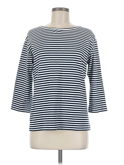 Pre-owned Mm. Lafleur 3/4 Sleeve Top Blue Stripes Pattern Boatneck Tops
